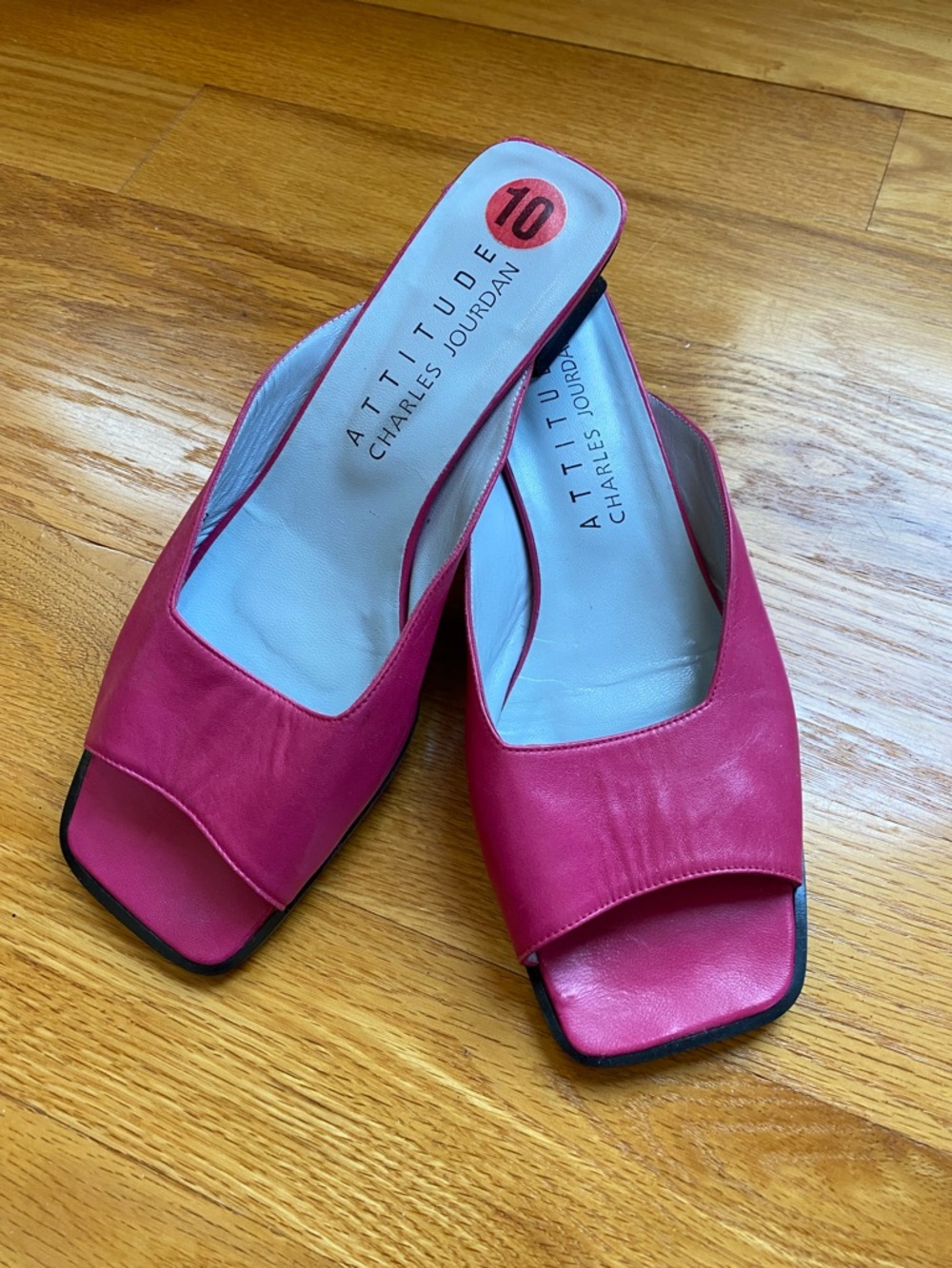 Charles Jourdan Pink Open-Toe Slide Mules